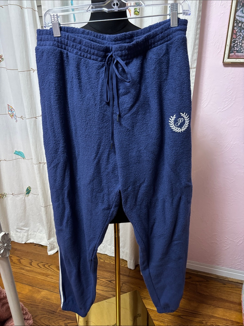 PINK Victoria's Secret Navy Fleece Joggers with Drawstring